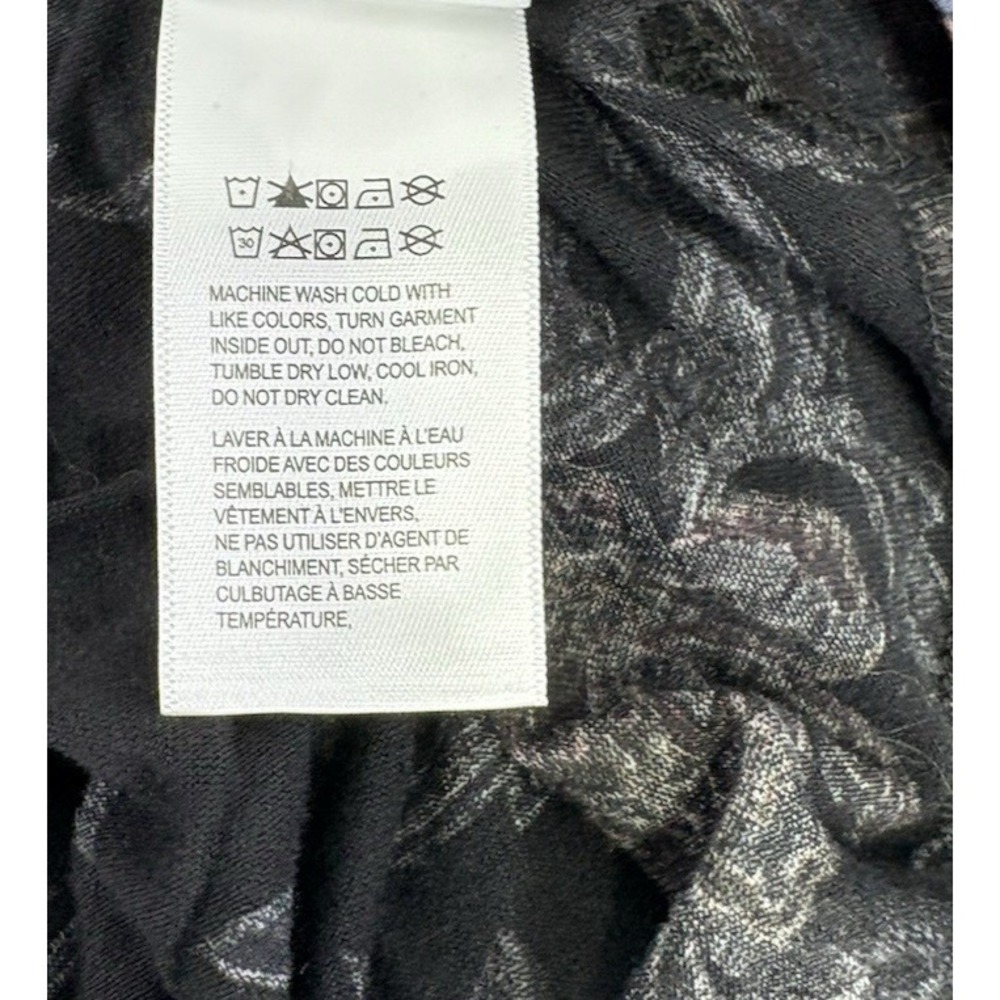NWT Lucky Brand Womens Black Floral 3/4 Sleeve Tunic Blouse 1X V Neck Boho - Picture 9 of 10